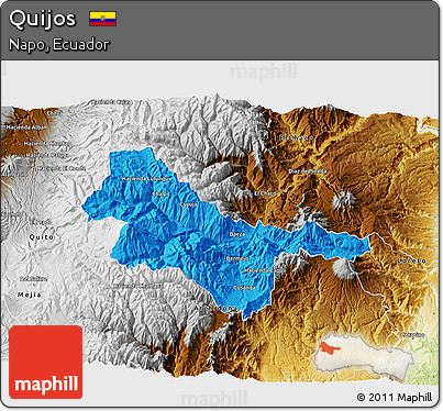 Political 3D Map of Quijos, physical outside