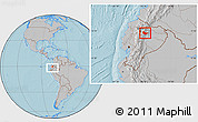 Gray Location Map of Quijos, within the entire country, hill shading