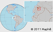 Gray Location Map of Quijos, within the entire country