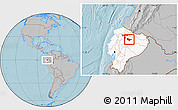 Gray Location Map of Quijos, highlighted country, hill shading