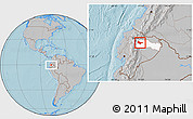 Gray Location Map of Quijos, highlighted parent region, hill shading