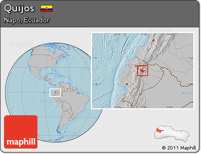 Gray Location Map of Quijos, hill shading
