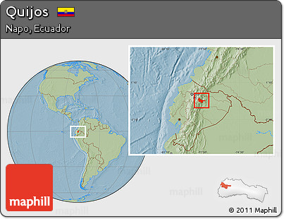 Savanna Style Location Map of Quijos, hill shading