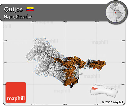 Physical Map of Quijos, single color outside