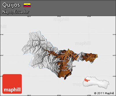 Physical Map of Quijos, single color outside