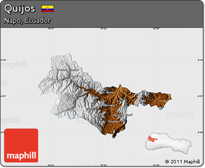 Physical Map of Quijos, single color outside