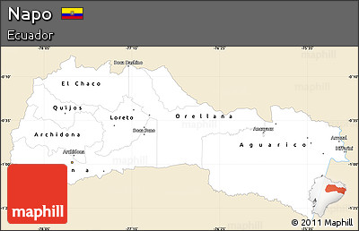 Classic Style Simple Map of Napo, single color outside
