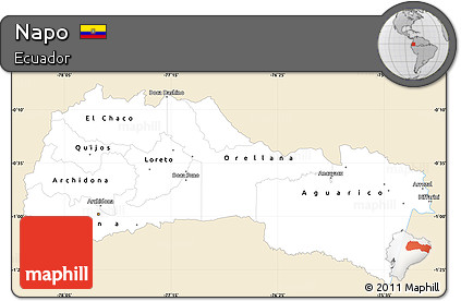 Classic Style Simple Map of Napo, single color outside