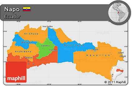 Political Simple Map of Napo, single color outside