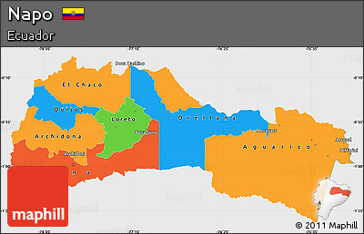 Political Simple Map of Napo, single color outside