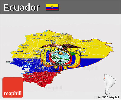 Flag Panoramic Map of Ecuador, flag centered