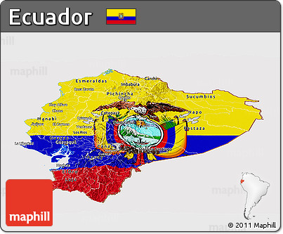 Flag Panoramic Map of Ecuador, flag centered