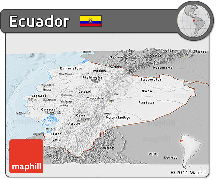 Gray Panoramic Map of Ecuador