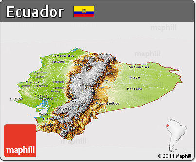 Physical Panoramic Map of Ecuador, cropped outside