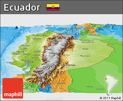 Physical Panoramic Map of Ecuador, political outside
