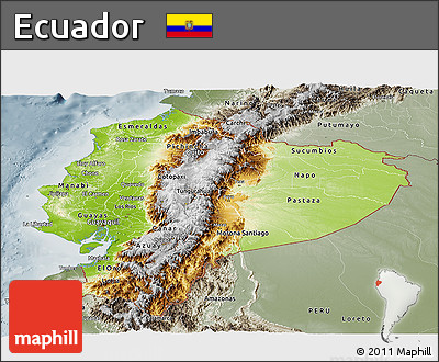 Physical Panoramic Map of Ecuador, semi-desaturated