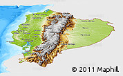 Physical Panoramic Map of Ecuador, single color outside, bathymetry sea