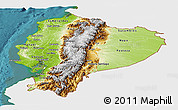 Physical Panoramic Map of Ecuador, single color outside, satellite sea