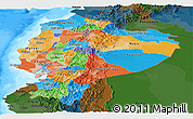 Political Panoramic Map of Ecuador, darken, land only