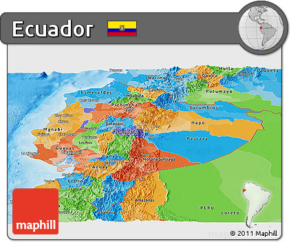 Political Panoramic Map of Ecuador