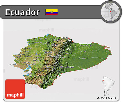Satellite Panoramic Map of Ecuador, cropped outside