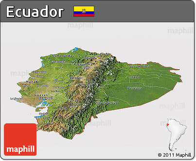 Satellite Panoramic Map of Ecuador, cropped outside