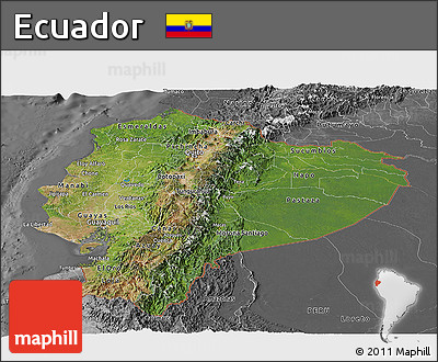 Satellite Panoramic Map of Ecuador, desaturated