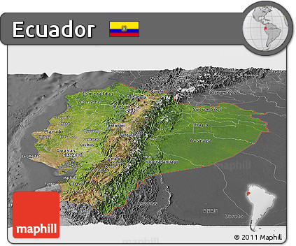Satellite Panoramic Map of Ecuador, desaturated