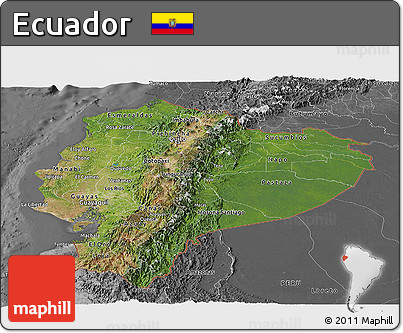 Satellite Panoramic Map of Ecuador, desaturated