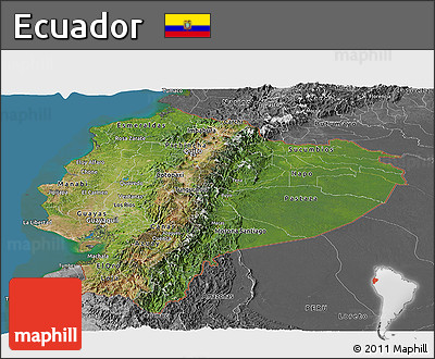 Satellite Panoramic Map of Ecuador, desaturated, land only