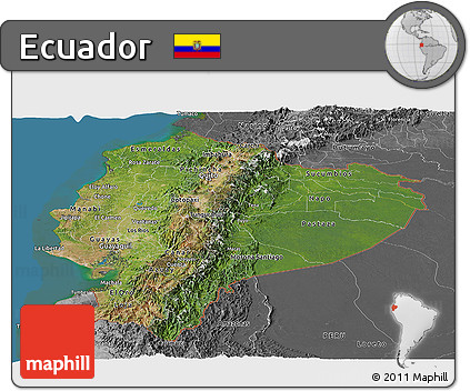Satellite Panoramic Map of Ecuador, desaturated, land only