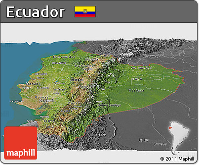 Satellite Panoramic Map of Ecuador, desaturated, land only