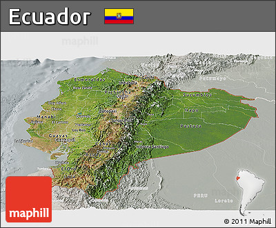 Satellite Panoramic Map of Ecuador, lighten, semi-desaturated