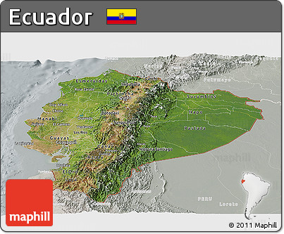 Satellite Panoramic Map of Ecuador, lighten, semi-desaturated