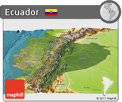Satellite Panoramic Map of Ecuador, physical outside, satellite sea