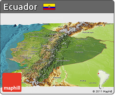 Satellite Panoramic Map of Ecuador, physical outside, satellite sea