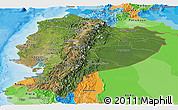 Satellite Panoramic Map of Ecuador, political outside