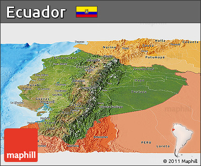 Satellite Panoramic Map of Ecuador, political shades outside