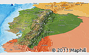 Satellite Panoramic Map of Ecuador, political shades outside