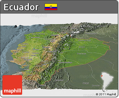 Satellite Panoramic Map of Ecuador, semi-desaturated