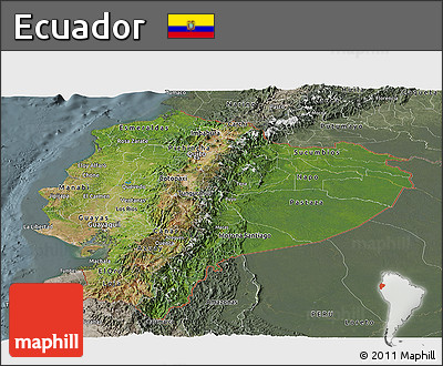 Satellite Panoramic Map of Ecuador, semi-desaturated