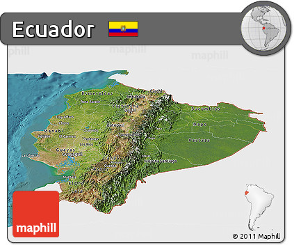 Satellite Panoramic Map of Ecuador, single color outside
