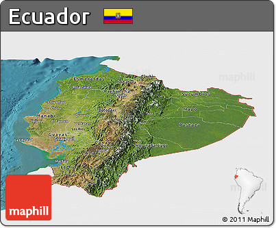 Satellite Panoramic Map of Ecuador, single color outside