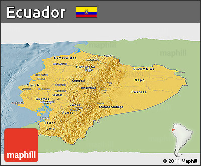 Savanna Style Panoramic Map of Ecuador, single color outside
