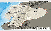 Shaded Relief Panoramic Map of Ecuador, darken, land only