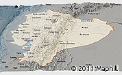 Shaded Relief Panoramic Map of Ecuador, darken, semi-desaturated