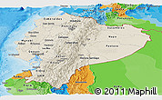 Shaded Relief Panoramic Map of Ecuador, political outside