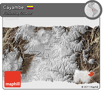 Physical 3D Map of Cayambe, semi-desaturated