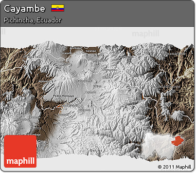 Physical 3D Map of Cayambe, semi-desaturated