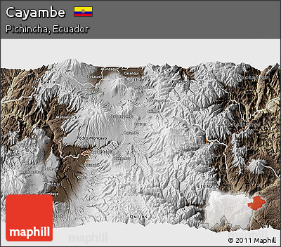 Physical 3D Map of Cayambe, semi-desaturated